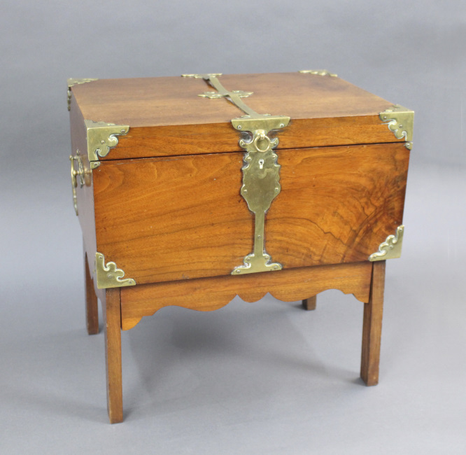 Victorian Brass Bound Walnut Travelling Chest on Folding Legs - Image 2 of 13