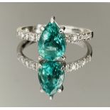 1.48 Carats Zambian Emerald With Natural Diamonds & 18k White Gold