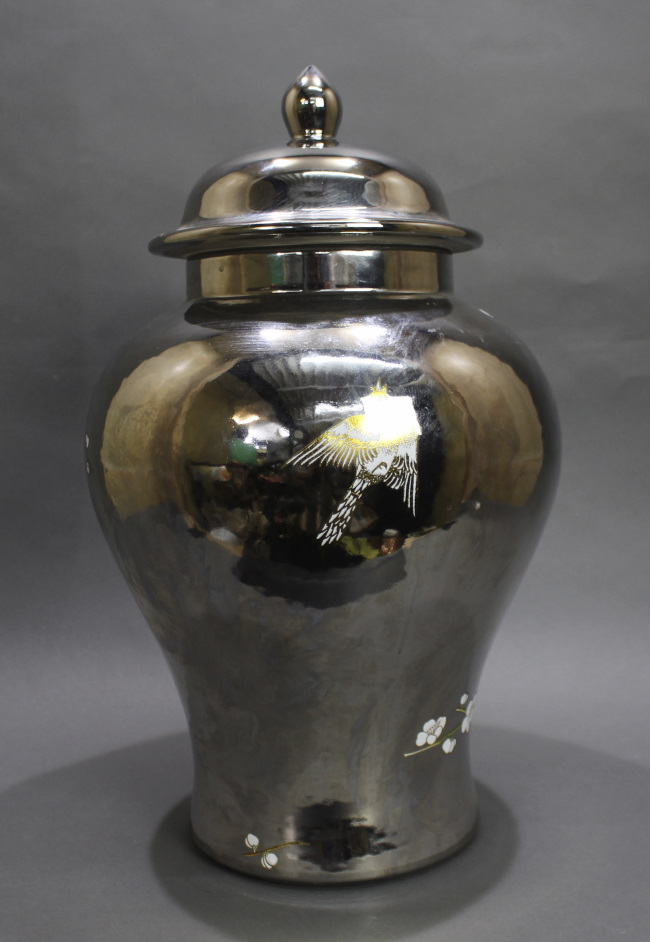 Lidded Oriental Silvered Urn - Image 3 of 4