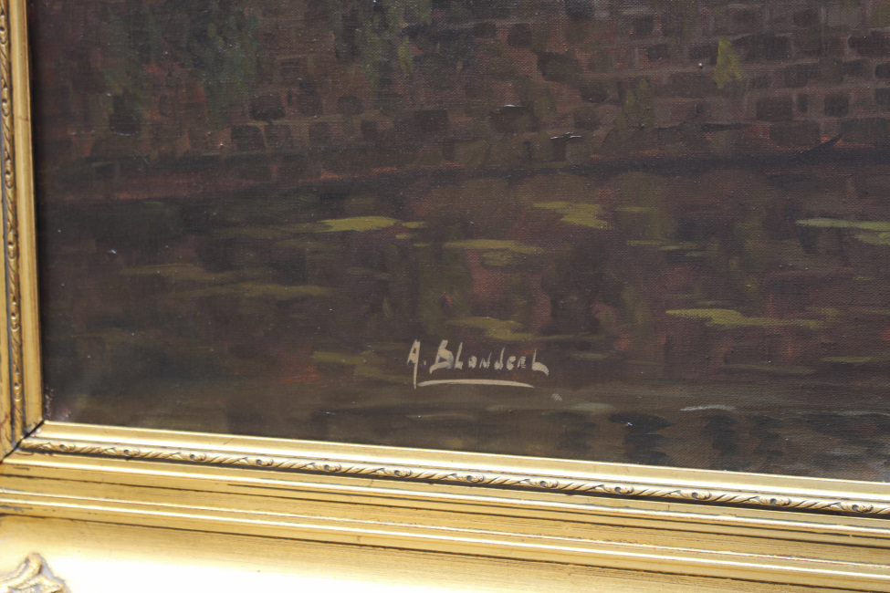 Atmospheric Bruges Canal Landscape Oil on Canvas - Image 14 of 16