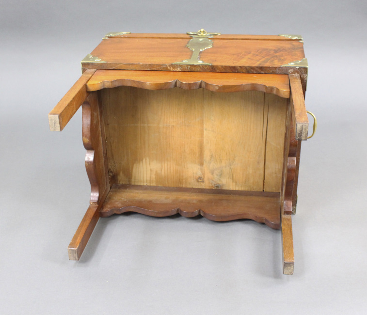 Victorian Brass Bound Walnut Travelling Chest on Folding Legs - Image 11 of 13