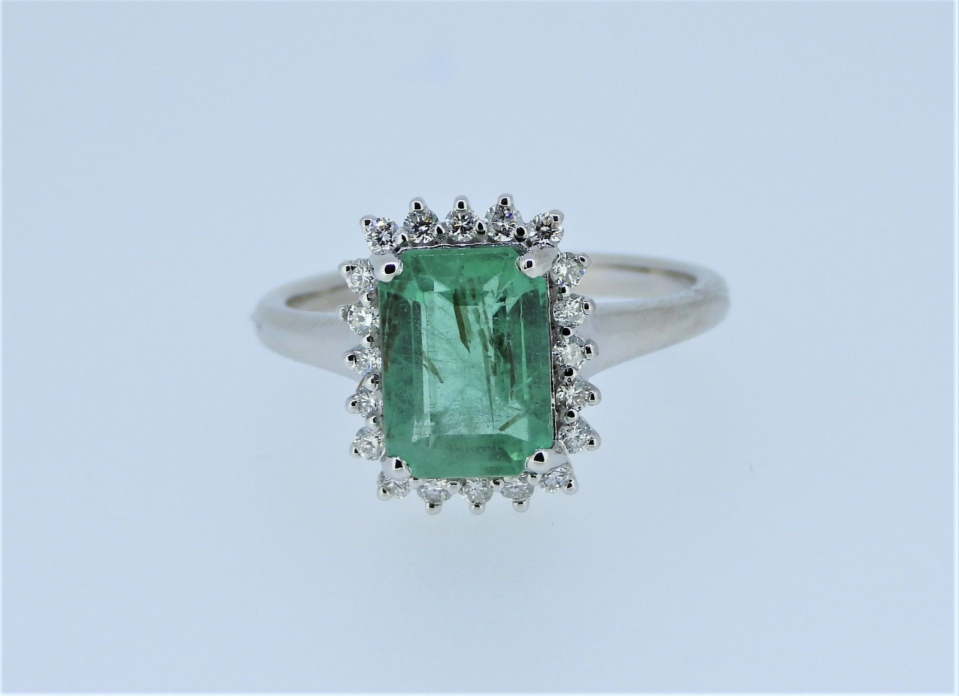 GIA Certified, 2.54-carat Natural Colombia Emerald and Diamonds 18k White Gold Ring. - Image 2 of 8