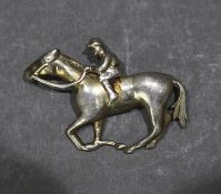 Silver Horse & Jockey Brooch