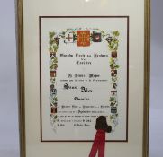 French Chevalier Certifcate Impressed Wax Seal Framed