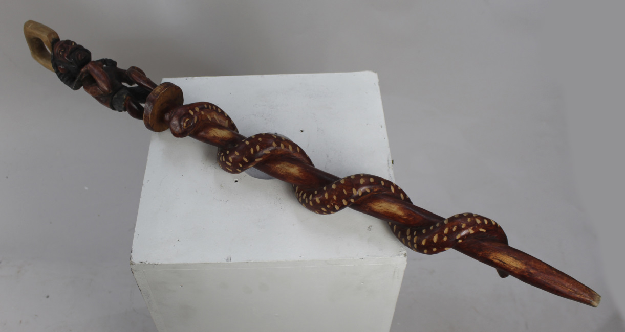 Carved Wood Tribal Walking Stick - Image 5 of 5