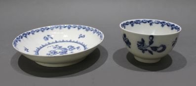 18th Century Caughley Porcelain Cup & Saucer c.1785