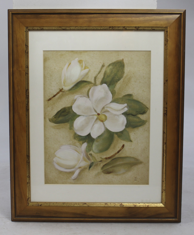 Flower Print Set in Wood & Gilt Frame