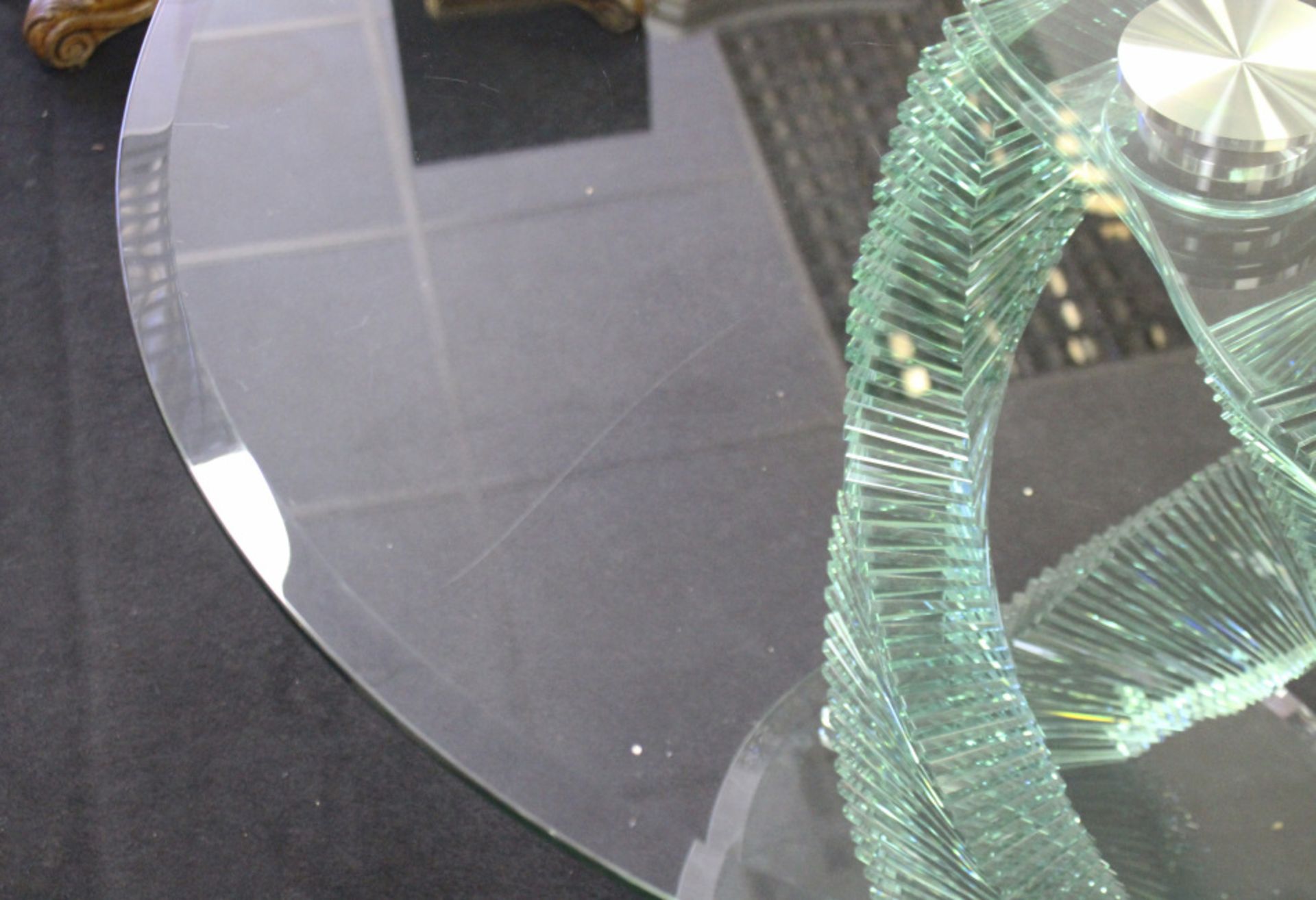 Heavy Glass Spiral Form Round Centre Table - Image 5 of 9