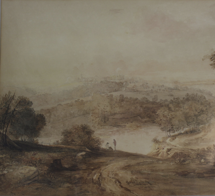 Sepia Landscape Watercolour by Henry Fielding (English, 1781-1851) - Image 2 of 4