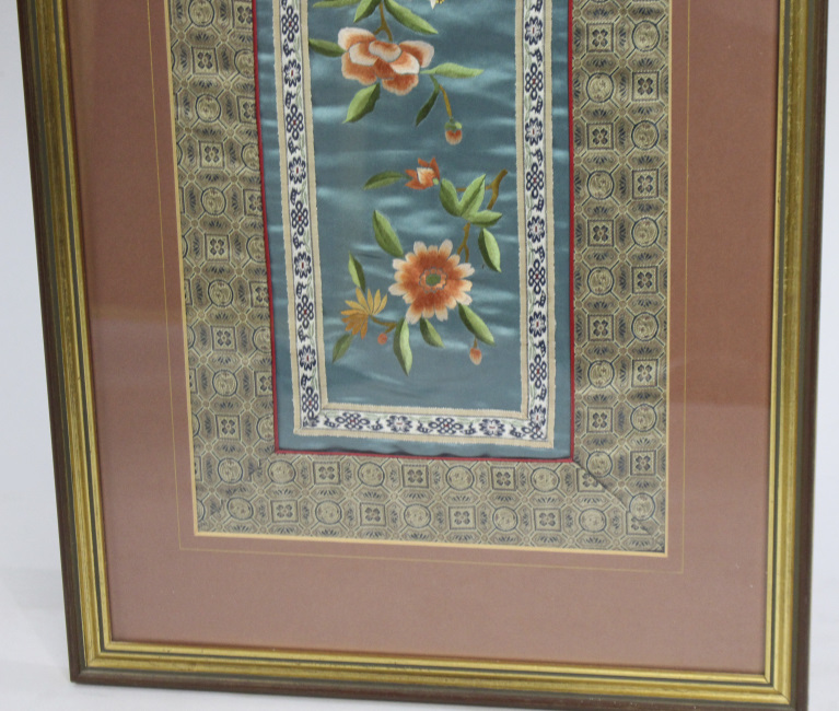 Oriental Silk Needlework Wall Hanging in Gilt Frame - Image 5 of 6