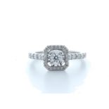 18ct White Gold Diamond Halo Setting Ring 0.55 Carats