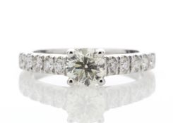 18ct White Gold Diamond Ring With Stone Set Shoulders 0.61 Carats