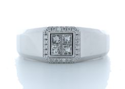 18ct White Gold Single Stone with halo Illusion Set Diamond Ring 0.50 Carats