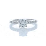 18ct White Gold Stone Set Shoulders Diamond Ring 0.90 Carats