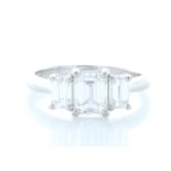 Platinum Three Stone Claw Set Diamond Ring 1.91 Carats