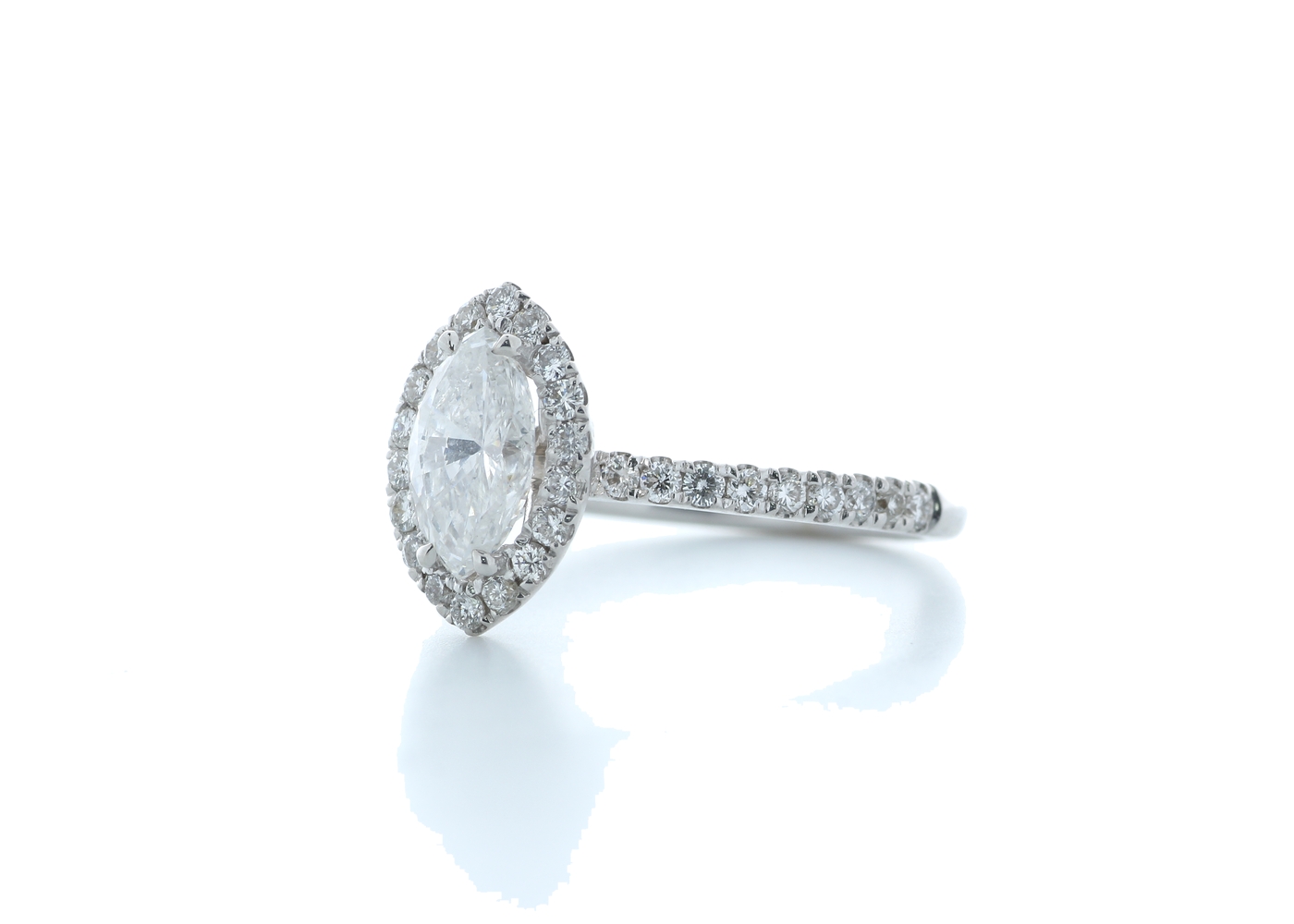 18ct White Gold Marquise Diamond With Halo Setting Ring 1.51 (1.02) Carats - Image 2 of 5