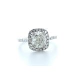 18ct White Gold Single Stone With Halo Setting Ring 2.63 (2.13) Carats