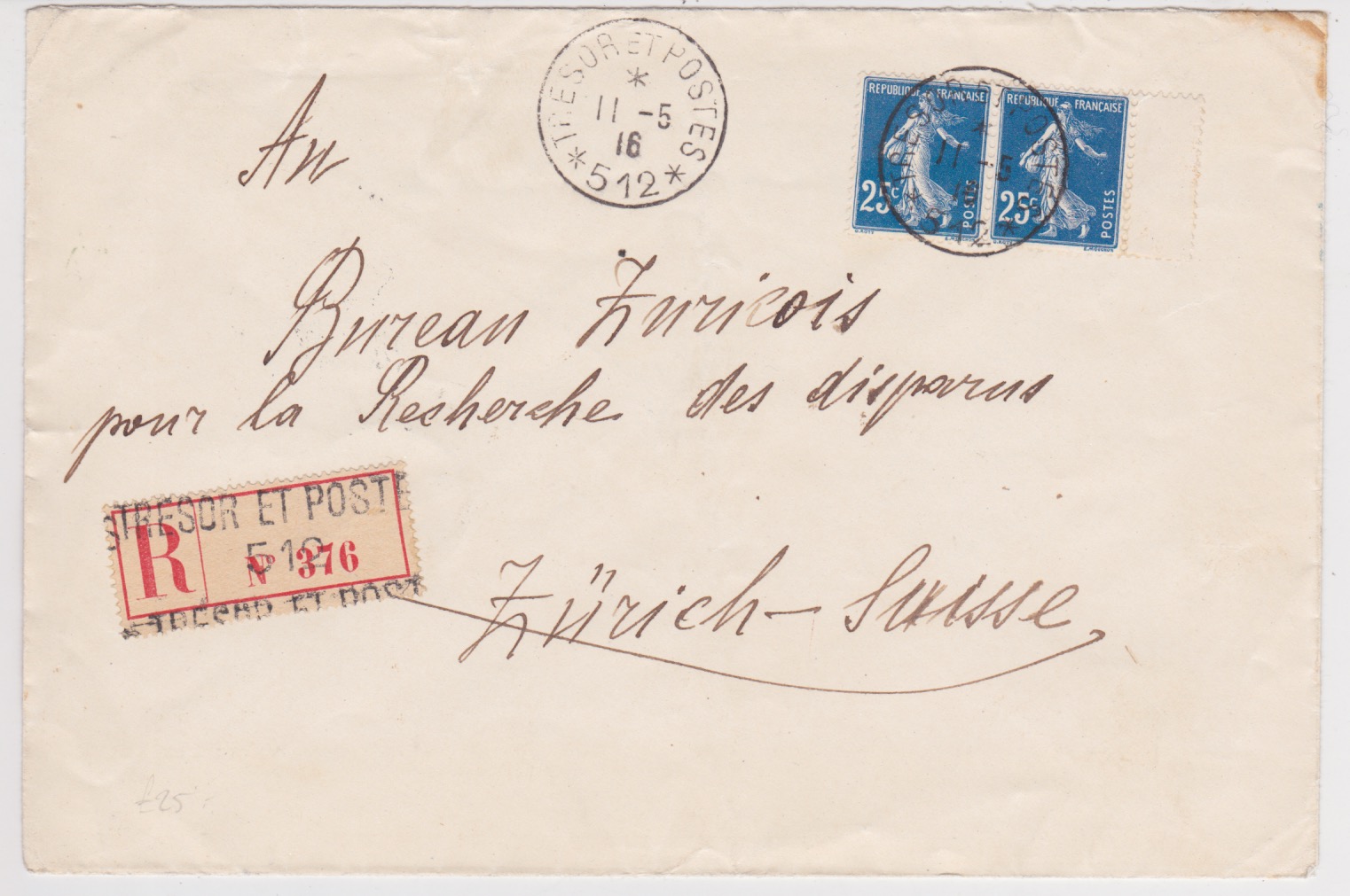 The Serbian Army - In Exile on Corfu - Postal System. Corfu-Zurich-Switzerland.