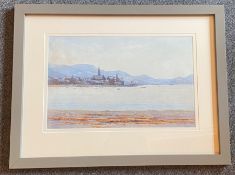 Signed watercolour by Captain George Drummond-Fish, Scottish view "Largs Beach"