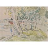 Graham Murray signed watercolour inland waterway