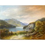 Large oil on canvas Scottish view Indistinct signature