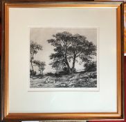 Andrew Allan (1863-1940) pencil signed etching The Picnic