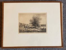 George Houston RSA, RI, RSW 1869-1947 Scottish signed etching "A croft Loch Fyne"