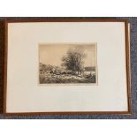 George Houston RSA, RI, RSW 1869-1947 Scottish signed etching "A croft Loch Fyne"