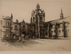 Albany E Howarth pencil signed and titled etching Kings college Aberdeen