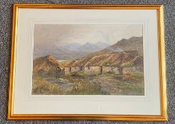 Finlay Mackinnon 1870 - 1931 Scottish signed watercolour "Black houses Skye"