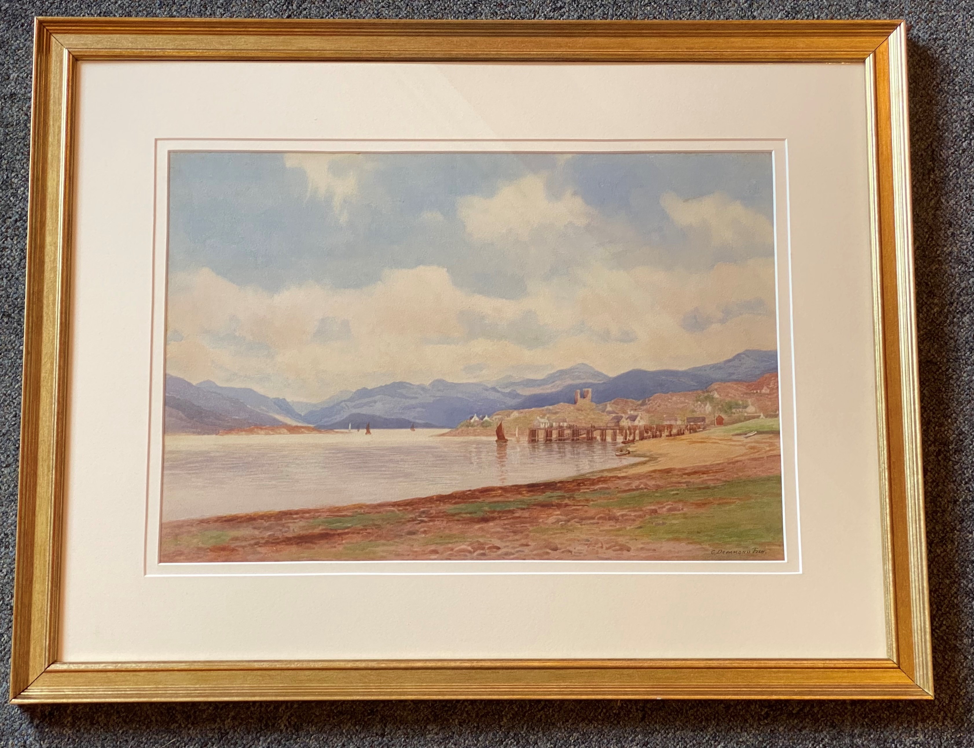 Captain George Drummond Fish signed watercolour "Castle Moyle" Isle of Skye