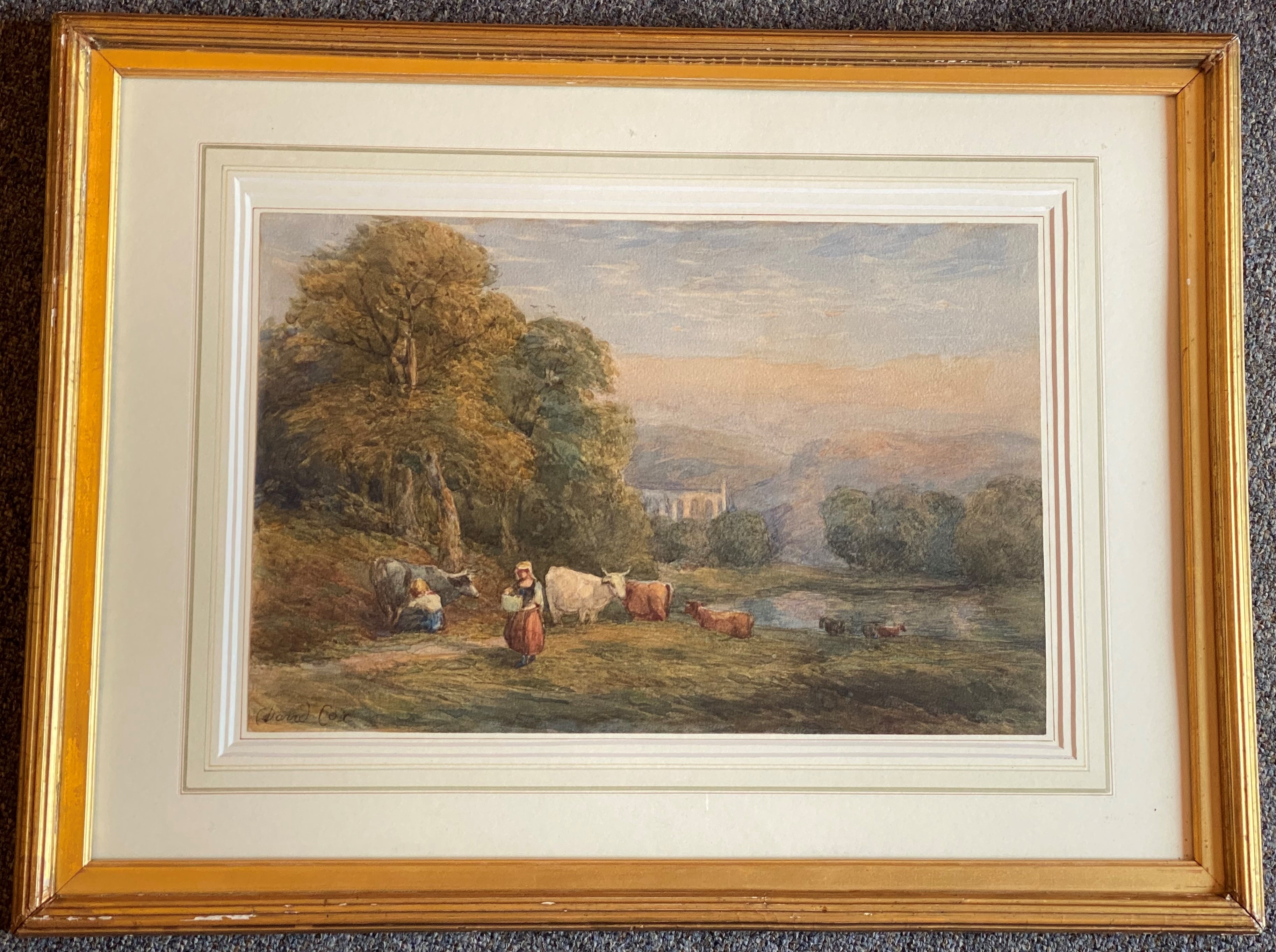 David Cox 1809-1885 British Signed watercolour The goat herders - Image 2 of 5