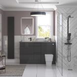 New (Y105) Onyx Grey Gloss Slim WC Unit 600mm. RRP £355.00. Durable 18mm Cabinet, Sides And B...