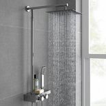 New & Boxed Square Thermostatic Bar Mixer Shower Set Valve With Shelf 10" Head + Handset. RRP ...