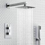 New & Boxed Thermostatic Mixer Shower Set 8" Head Handset + Chrome 2 Way Valve Kit SP9243.Solid...
