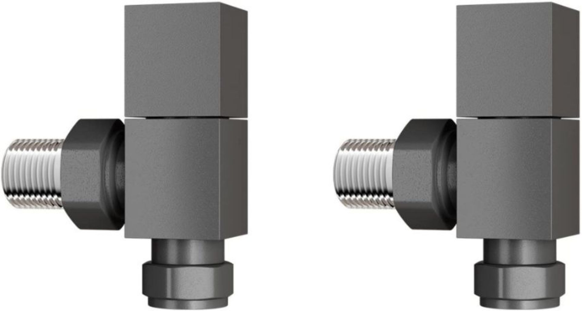 New 15 mm Standard Connection Square Angled Anthracite Radiator Valves. Ra03A. Complies With BS...