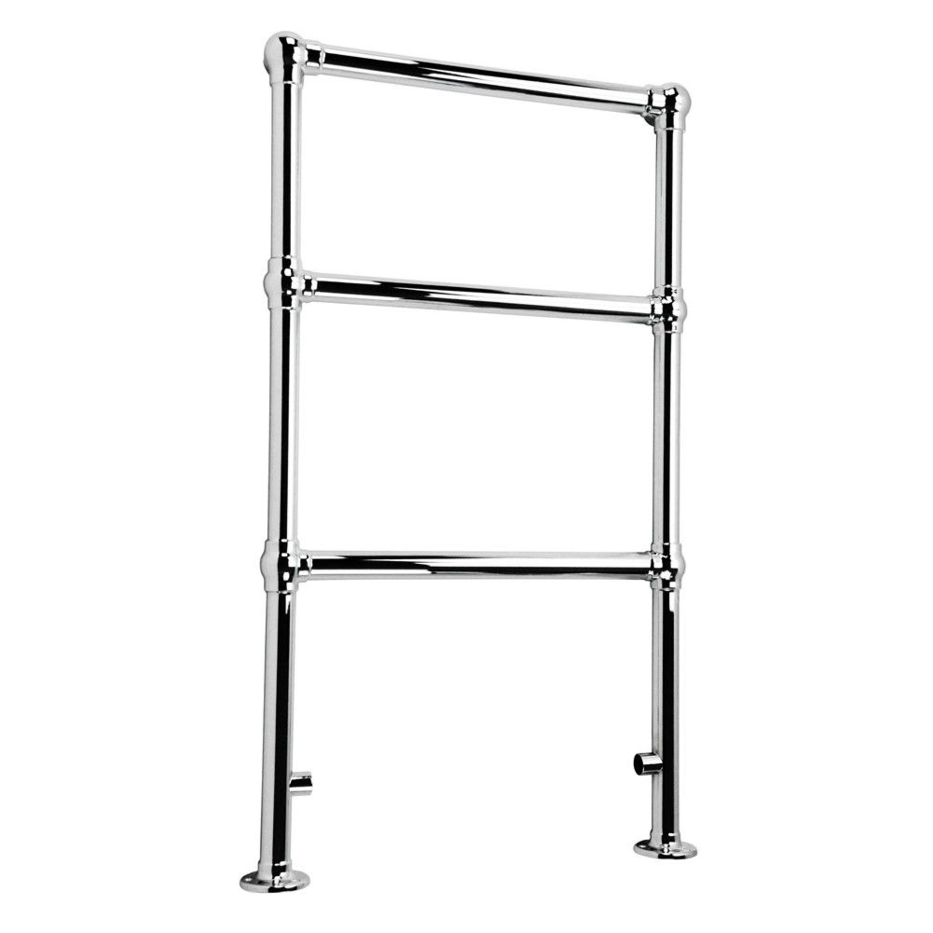 New (Ll20) Traditional Chrome Towel Rail Radiator - 914x535mm. High Grade Low Carbon Steel, Chr...