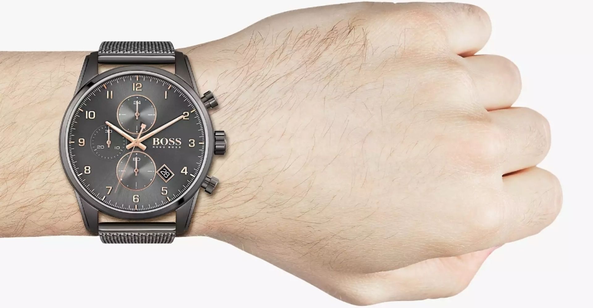 Hugo Boss 1513837 Men's Skymaster Grey Mesh Band Quartz Chronograph Watch - Image 2 of 6