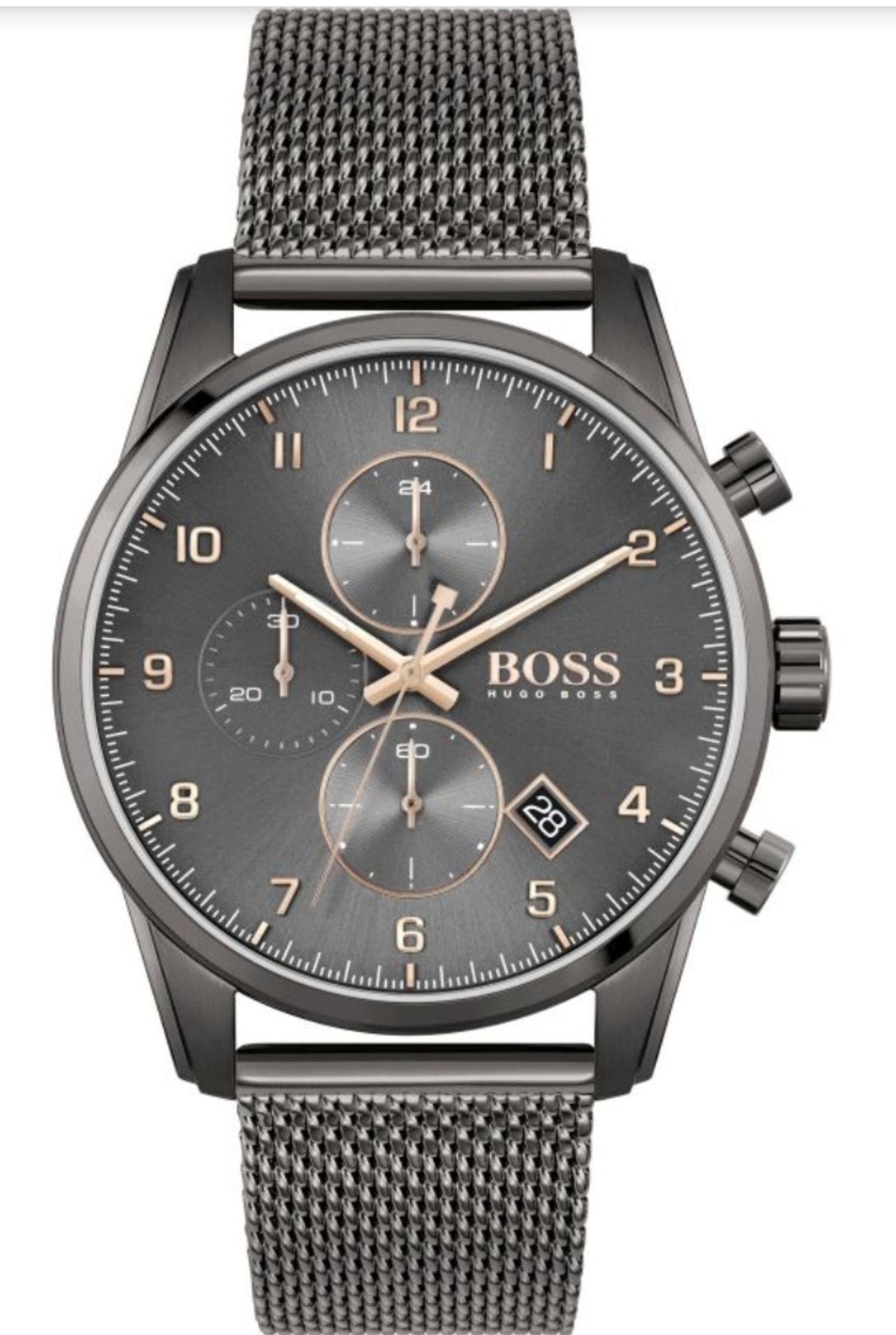 Hugo Boss 1513837 Men's Skymaster Grey Mesh Band Quartz Chronograph Watch