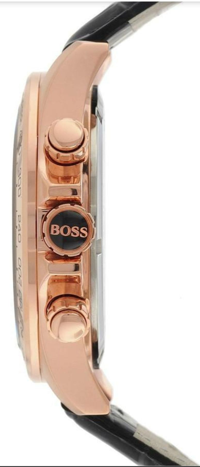 Hugo Boss 1513179 Men's Ikon Rose Gold Bezel Black Leather Strap Chronograph Watch - Image 6 of 8