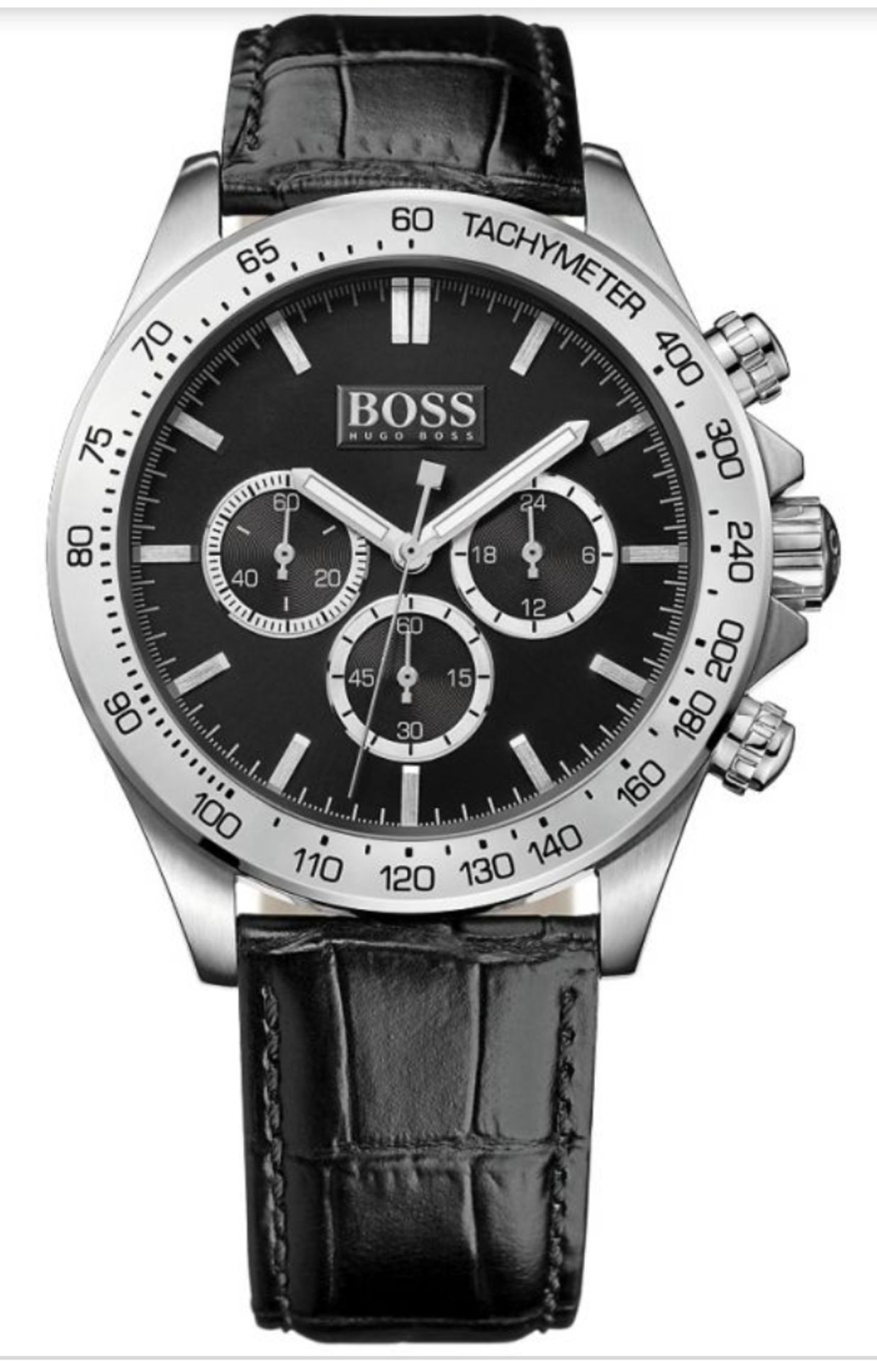 Hugo Boss 1513178 Men's Ikon Black Leather Strap Quartz Chronograph Watch