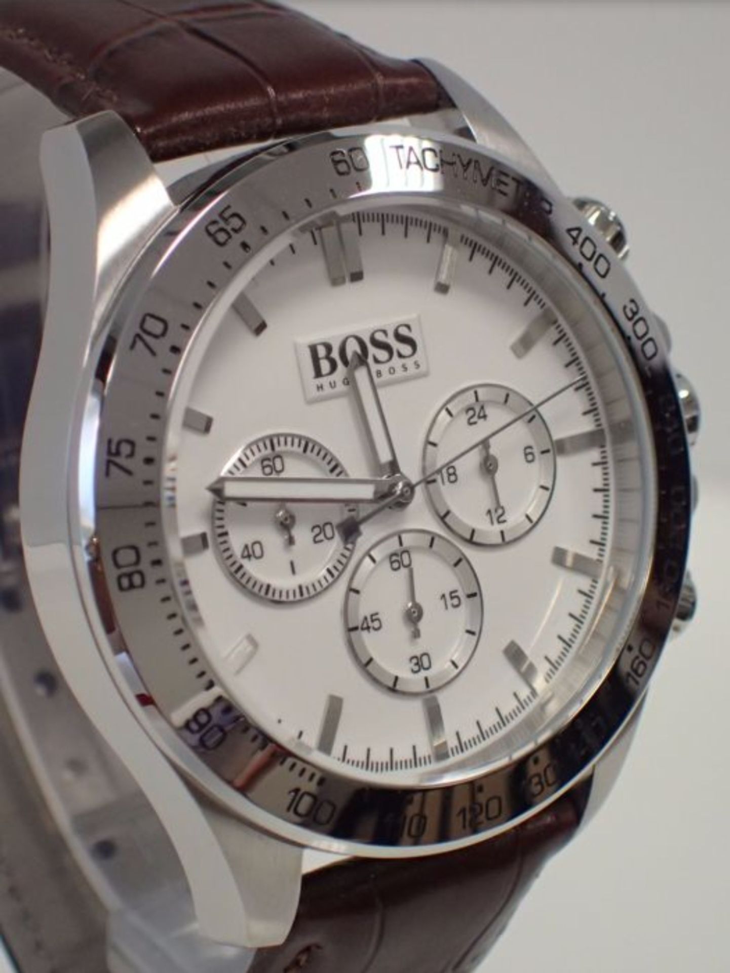 Hugo Boss 1513175 Men's Ikon Brown Leather Strap Chronograph Watch - Image 5 of 6