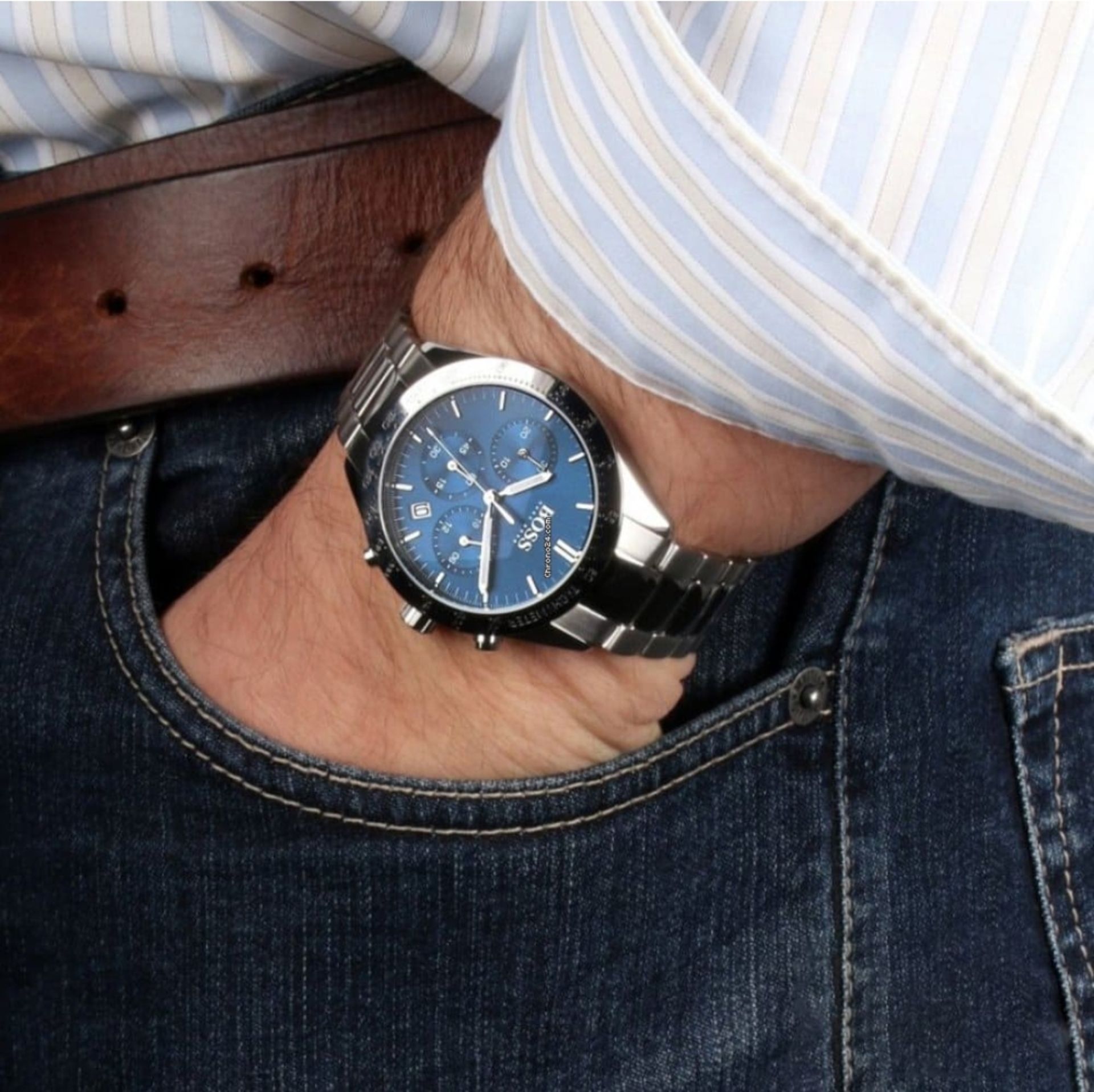 Hugo Boss 1513582 Men's Hero Lux Sport Silver Bracelet Chronograph Watch - Image 4 of 5
