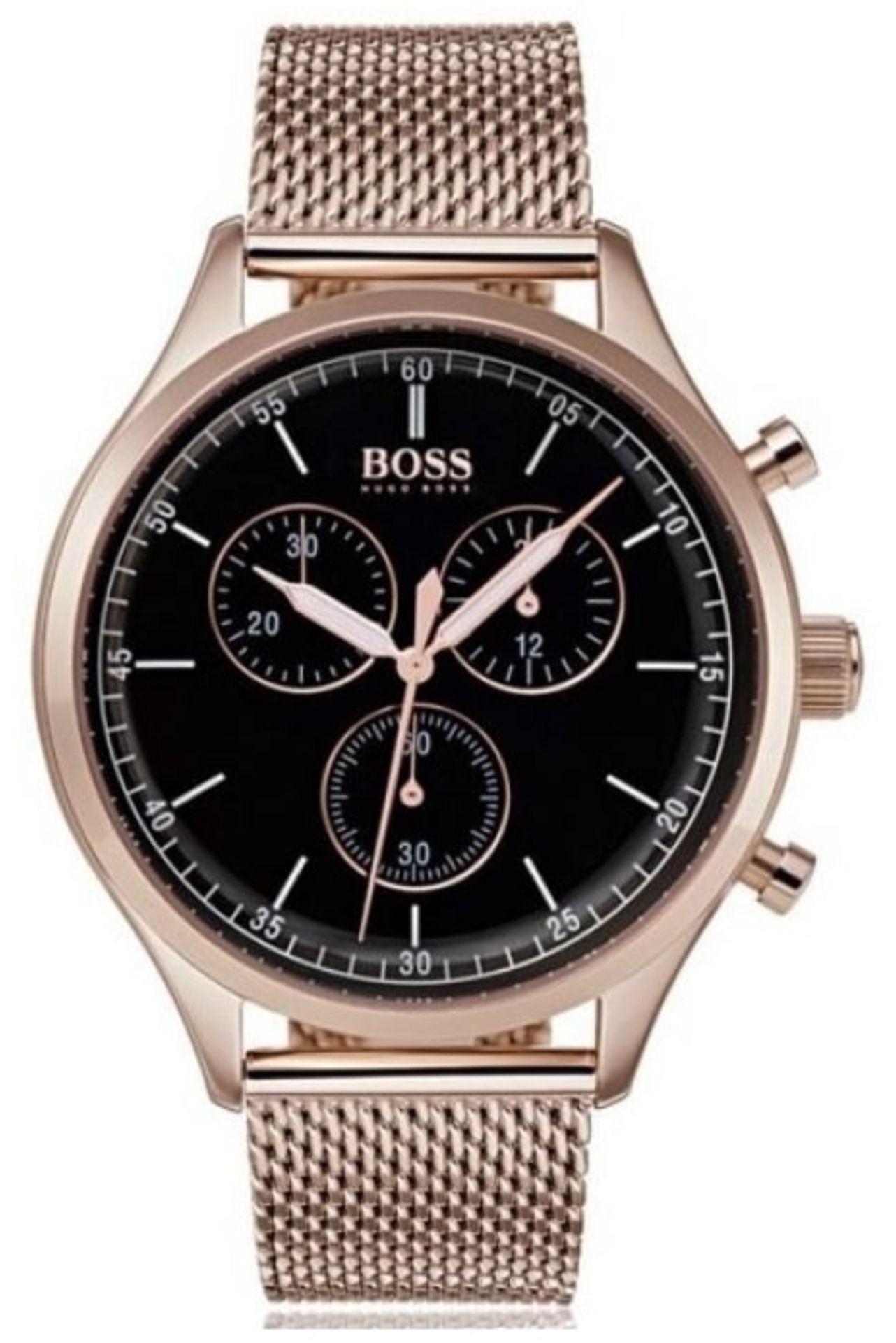 Hugo Boss 1513548 Men's Companion Rose Gold Mesh Band Quartz Chronograph Watch - Image 3 of 7