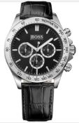 Hugo Boss 1513178 Men's Ikon Black Leather Strap Quartz Chronograph Watchæ Model: HB 1513178.Case: