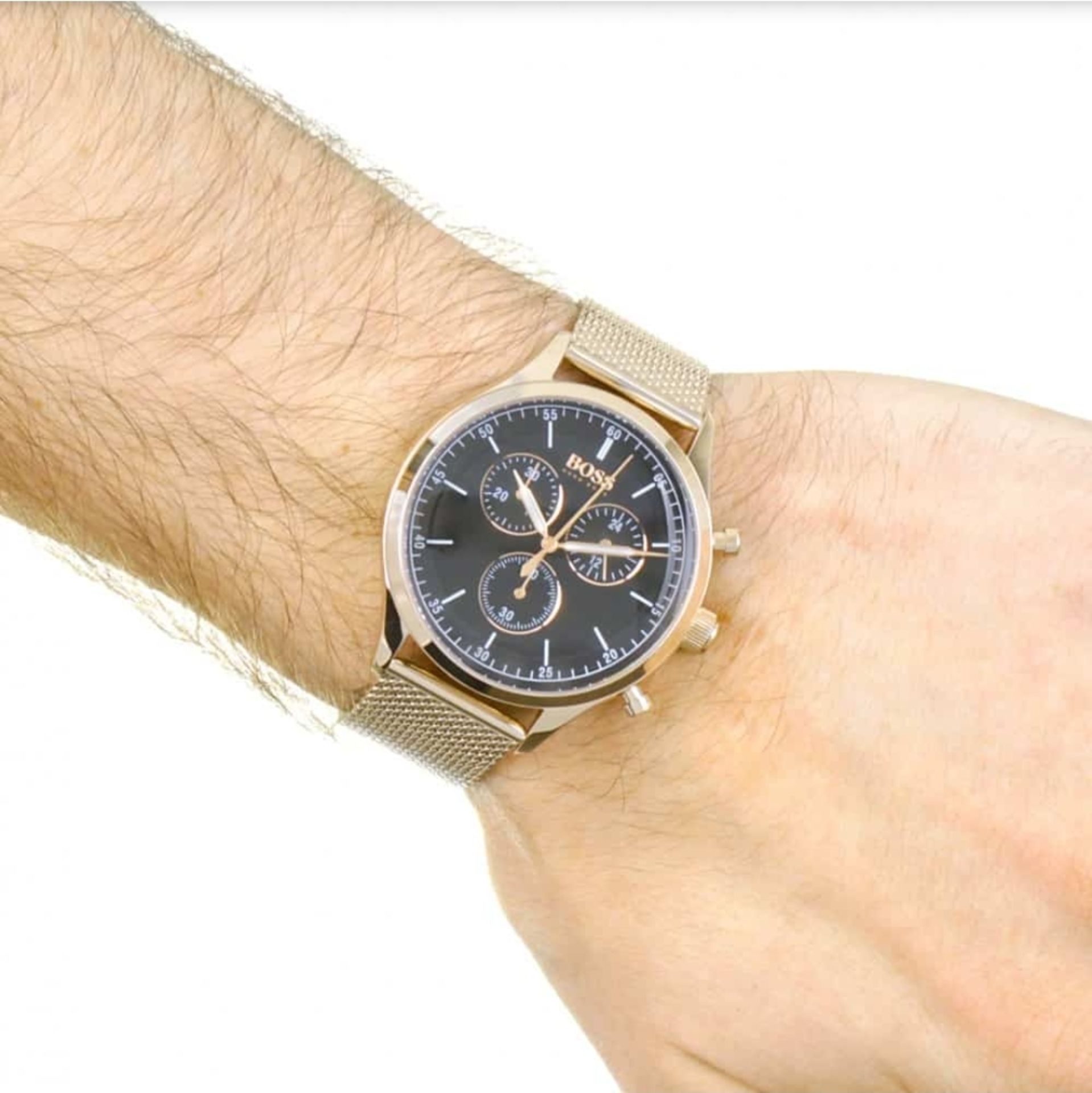 Hugo Boss 1513548 Men's Companion Rose Gold Mesh Band Quartz Chronograph Watch - Image 4 of 7