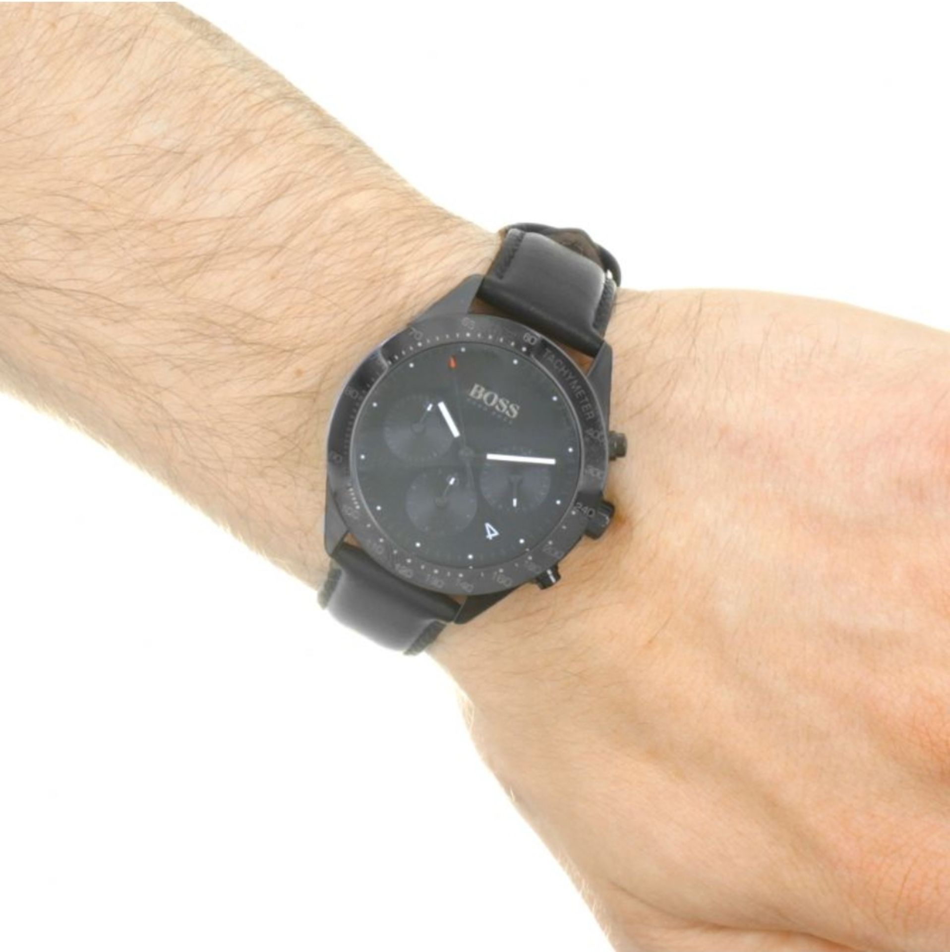 Hugo Boss 1513590 Men's Talent Black Dial Black Leather Strap Chronograph Watch - Image 3 of 4