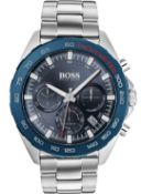 HUGO BOSS Men's Intensity Silver Bracelet Chronograph Watch 1513665