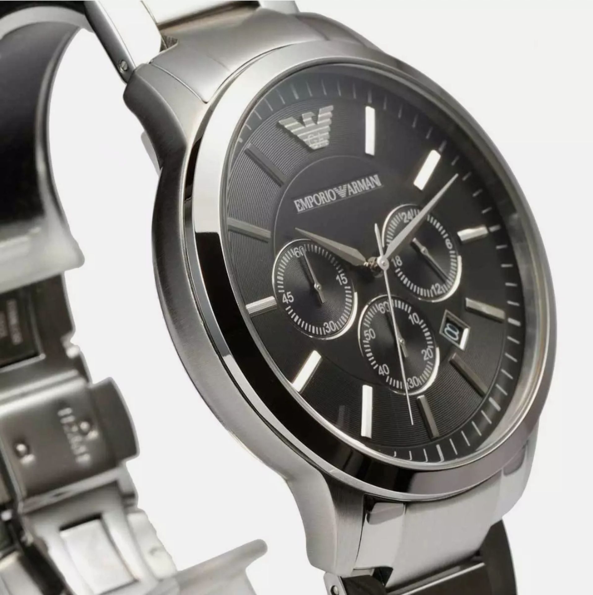 Emporio Armani AR2460 Men's Black Face Stainless Steel Bracelet Chronograph Watch - Image 2 of 8
