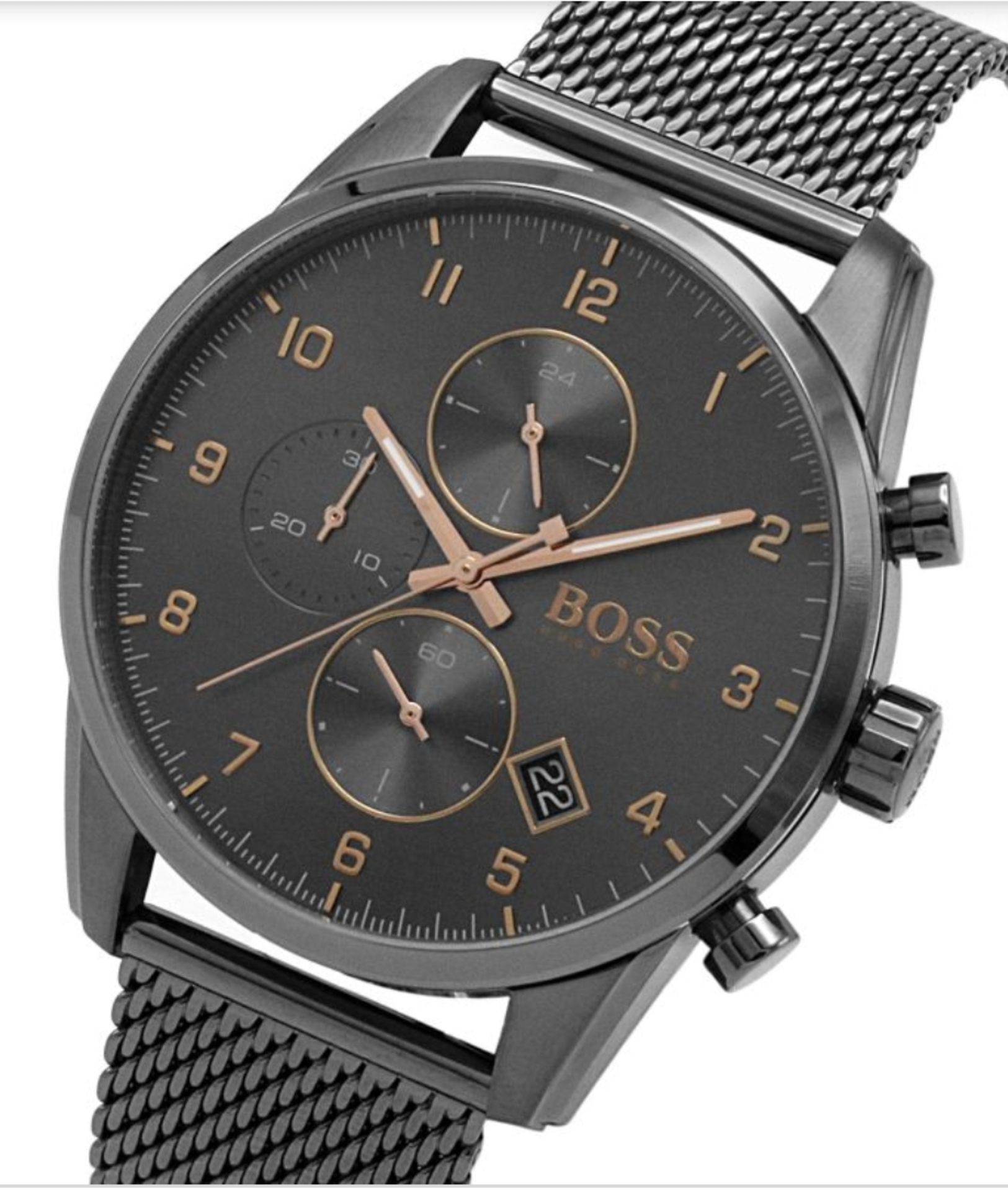 Hugo Boss 1513837 Men's Skymaster Grey Mesh Band Quartz Chronograph Watch - Image 6 of 6